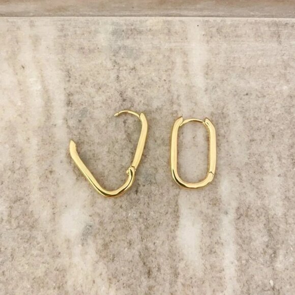 925 Sterling Silver Oval Huggies U Shaped Earrings Small Hoop Earrings - Picture 5 of 9